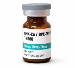 Glow Blend is a synergistic peptide stack combining GHK-Cu, BPC157, and TB500 to support skin rejuvenation, tissue repair, and systemic healing.